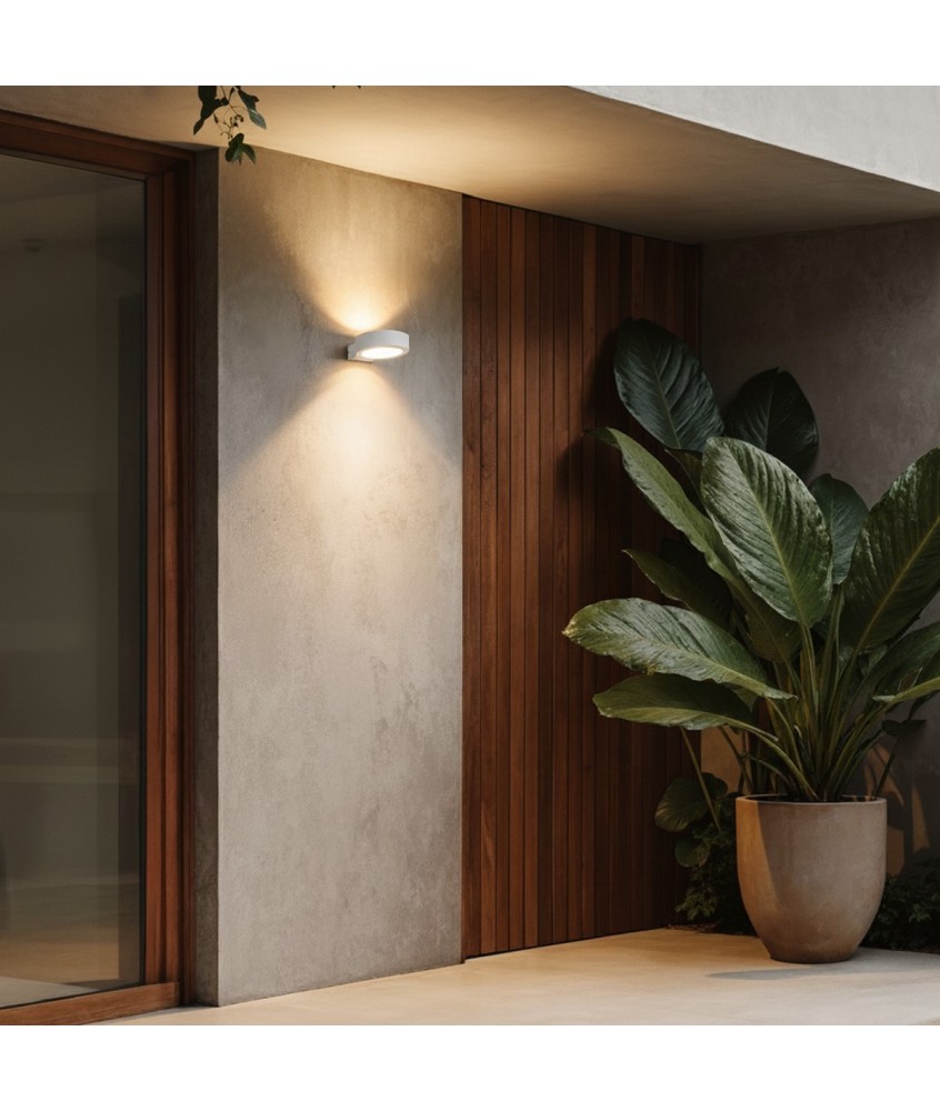 kelvo® AURA KLV-101-0115 Φωτιστικό Τοίχου - Απλίκα LED 7W 875lm 45° AC 220-240V Αδιάβροχο IP65 Θερμό Λευκό 2700K - Bridgelux COB Chip & TÜV SÜD Driver - Λευκό Ματ - Μ15 x Π13 x Υ4.5cm - 5 Χρόνια Εγγύηση